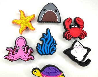 Sea Life Shoe Charms: Turtle, Shark, Octopus, Coral, Starfish, Stingray clog accessories