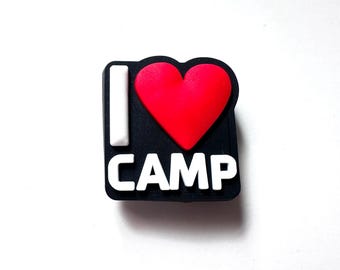 Camping Shoe Charm: I Heart Camp Clog Clip