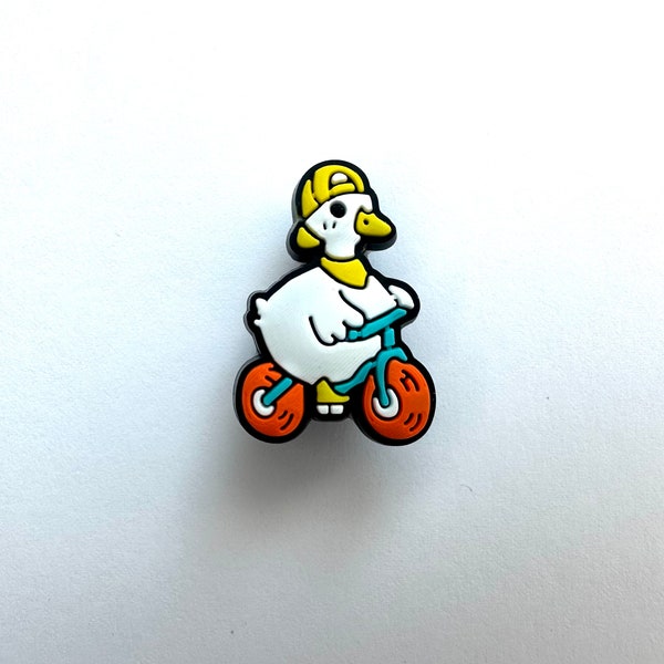 Duck on Bike Clog Charm - Fun Shoe Accessory