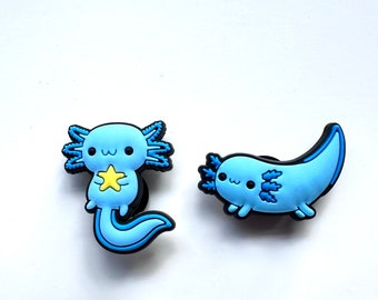 Adornos para zapatos con forma de ajolote: Accesorios para zuecos con forma de salamandra azul