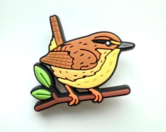 Wren Shoe Charm: Wildlife Clog Clip, Bird Accessory, Bird watching, Small Bird Avitourism