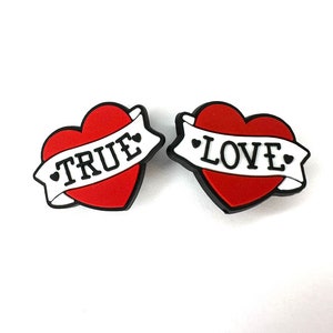 Liebe Herz Charme - echte Liebe Schuhzubehör - rosa Tattoo Spruch Charme - positive Geschenkidee - Liebe Charme - Schuhzubehör - bestie