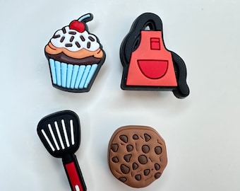 Baker Shoe Charms: Cake, Cookie, Apron, Spatula Clog Clips