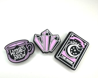 Witchy style shoe charms - magical shoe charms - witches brew clog charm - crystals - spiritual clog accessories