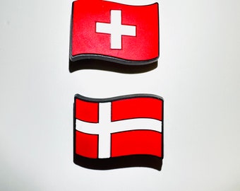 Denmark Switzerland Flag Clog Charms - European Shoe Accessories