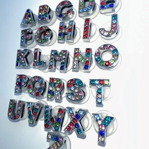 Alphabet bling shoe charms - diamanté accessories - letters shoe charm  - sparkly clog accessory - funky shoe clip - rhinestone charms