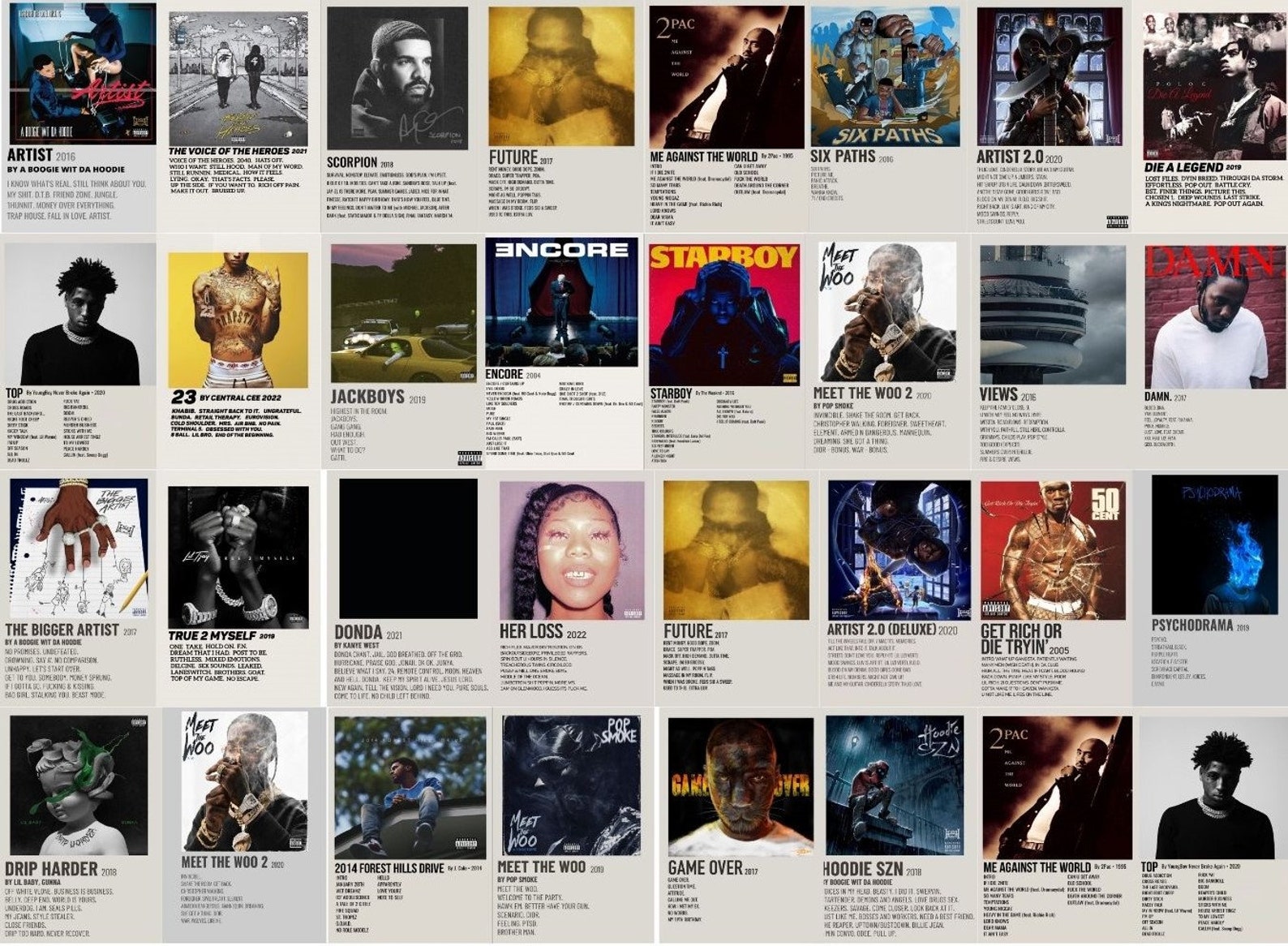 25PCS Minimalist Rap Album Cover Poster, Minimalist Hip-hop Music