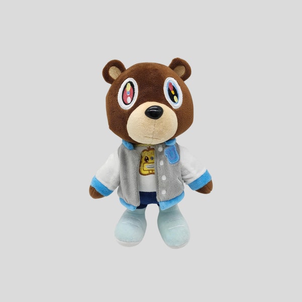 Peluche ours en peluche de remise des diplômes Kanye West 26 cm peluche ours Kanye dessin animé oreiller animal cadeau d'anniversaire cadeau poupées peluche Noël
