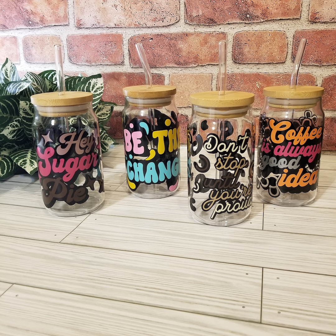Glass Can Cup Iced Coffee Juice Favorite Beverage Glass Can Etsy