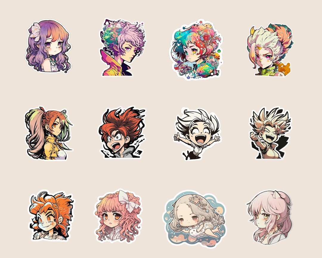 Anime Bundle Stickers Printable, Printable Stickers, Sticker Png Bundle ...