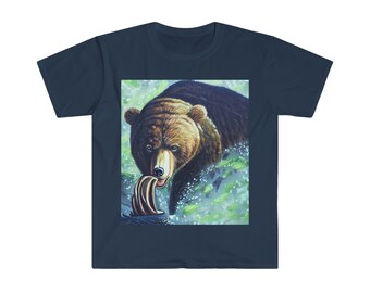 Fishing Bear - Unisex Softstyle T-Shirt