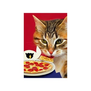 Pizza eating Cat Premium Museum Quality Poster