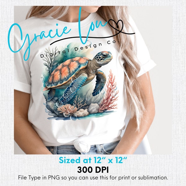 Sea Turtle Png Colorful Popular Sublimation Design Instant Digital Download Baby Sea Turtle Bubbles