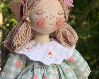 Lusin Handmade Textile Doll, Soft Sculpted Interior Decor, Ani Dolls Art