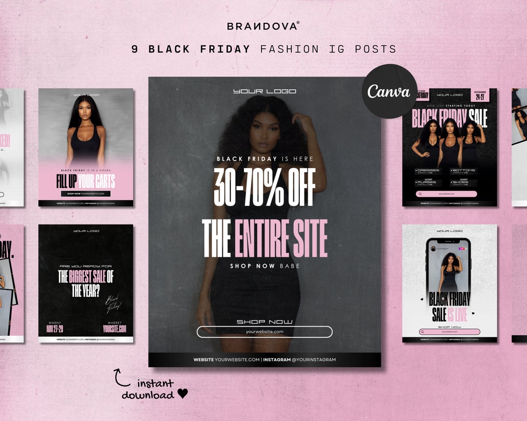 9 Black Friday IG Posts Boutique Flyer Templates Clothing Etsy Canada