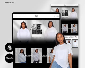 Fashion Website Template, Premade Clothing Website, Clothes Boutique Shopify Theme, POD, T-Shirt Website, Boutique Web Banners, Streetwear
