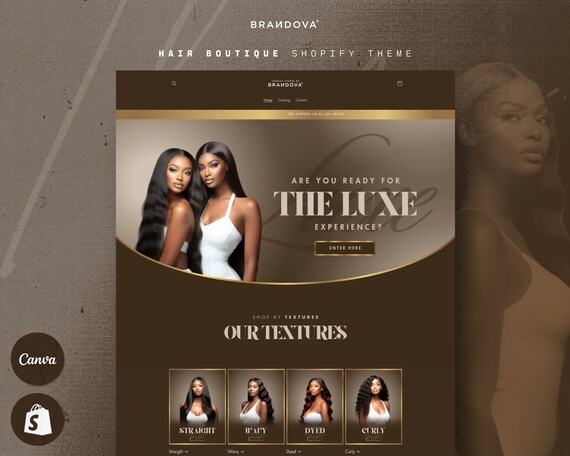 Shopify Theme Luxury Hair Boutique | Web Banners Hair Business Templates | Beauty Website Theme | Hairstylist Website Banners