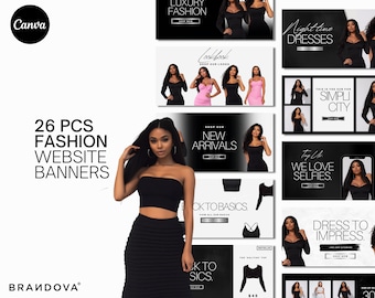 Fashion Web Banner Templates: Boutique Branding Canva Editable (Digital Download)