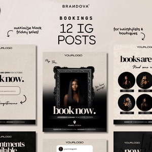 Hairstylist Booking Flyers Templates, Instagram Books Flyer, Hair Install Book Now IG Post, Hair Branding Kit
