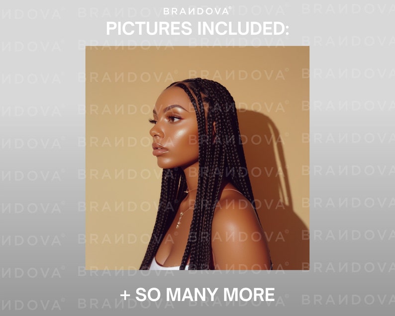 May include: A woman with dark skin and long black braids looks to the side. She is wearing a white tank top and a gold necklace. The background is a light brown color.