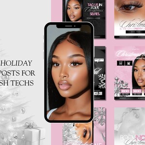 10 Weihnachts-Lash Tech IG Posts, Urlaubs-Instagram-Flyer, Beauty-Lash-Techniker, Verkaufsflyer, Dezember-Buchungen, Beauty Social Media Pack