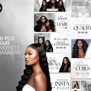 18 Hair Web Banner Set | Premade Web Banners Templates | Hair Website Banners | Beauty Website Banner Templates | Hairstylist Branding
