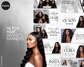 18 Hair Web Banner Set | Premade Web Banners Templates | Hair Website Banners | Beauty Website Banner Templates | Hairstylist Branding