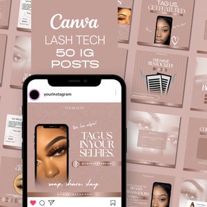 Lash Tech Branding Kit, Eyelash Extensions Instagram Flyer Templates, Lashes Instagram Template, Minimalist Templates, Lash Tech IG Flyers