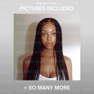 May include: A close-up portrait of a person with long black braids, wearing a white tank top. The image is surrounded by a repeating pattern of the word "BRANDOVA". The text "PICTURES INCLUDED: + SO MANY MORE" is at the bottom of the image.