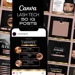 50 Lash Tech Flyers Pack, Lash Tech IG Posts, Lash Tech Branding Kit, Eyelash Extensions Social Media Content, Lashes Instagram Template