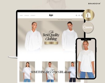 Clothing Premade Website, Shopify Theme, Elegant Boutique Shopify Theme, T-Shirt Fashion Website Template Design, Apparel Shopify 2.0