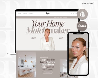 Shopify Real Estate Website Theme: Editable Canva Banners, Home Buyer Guide