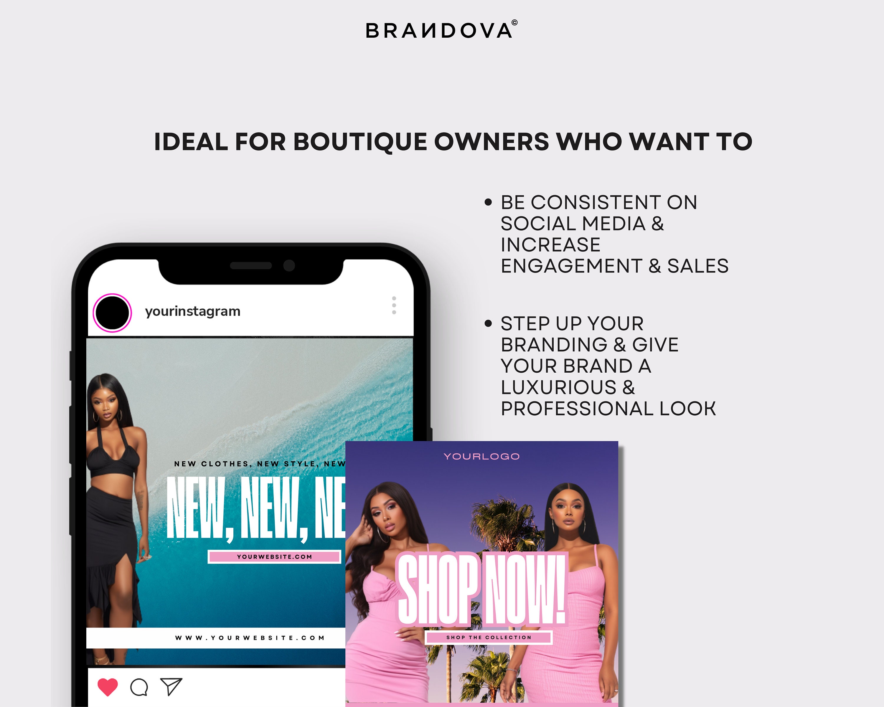 Boutique Branding Kit Instagram Post Templates Summer Etsy