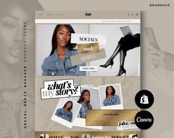 Stella | Social Media Manager Shopify Theme, Classy Website Template for Agency, Business Manager Template, Freelancers, Showit, Web Banners