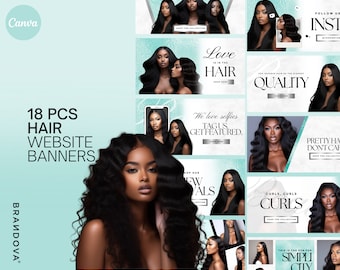 18 Website Banners, DIY Web Banner Template Design, Shopify Website Banners, Hair Web Banners, Lash Wix Web Banners, Premade Business Design