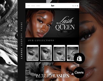 Webbplats för Lash Tech, Shopify-tema för kosmetika, Mallar för webbbanners för Lash Tech, Webbplats för lösögonfransar, Ögonfransförlängning, Skönhet, Makeup, MUA