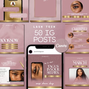 50 Lash Tech Instagram Posts Templates, Eyelash Extension Business ...