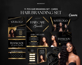 Hair Branding Business Pink Luxury Kit Pack | Hairstylist | Business Card | Thank You Card | Loyalty Card | Hair Care Guide | Bundle Wrap