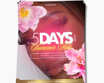 Summer Lash Booking Flyers, Flower Booking Flyers Lash Tech, Bright IG Posts, Book Now, June, July Lashes Instagram, Hairstylist, Nail Tech