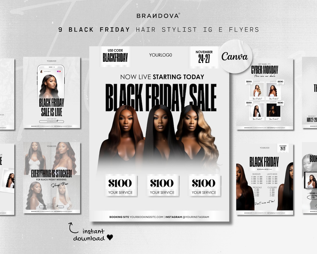 Bookings, Hairstylist Boutique Black Friday Sales Flyers, Instagram IG