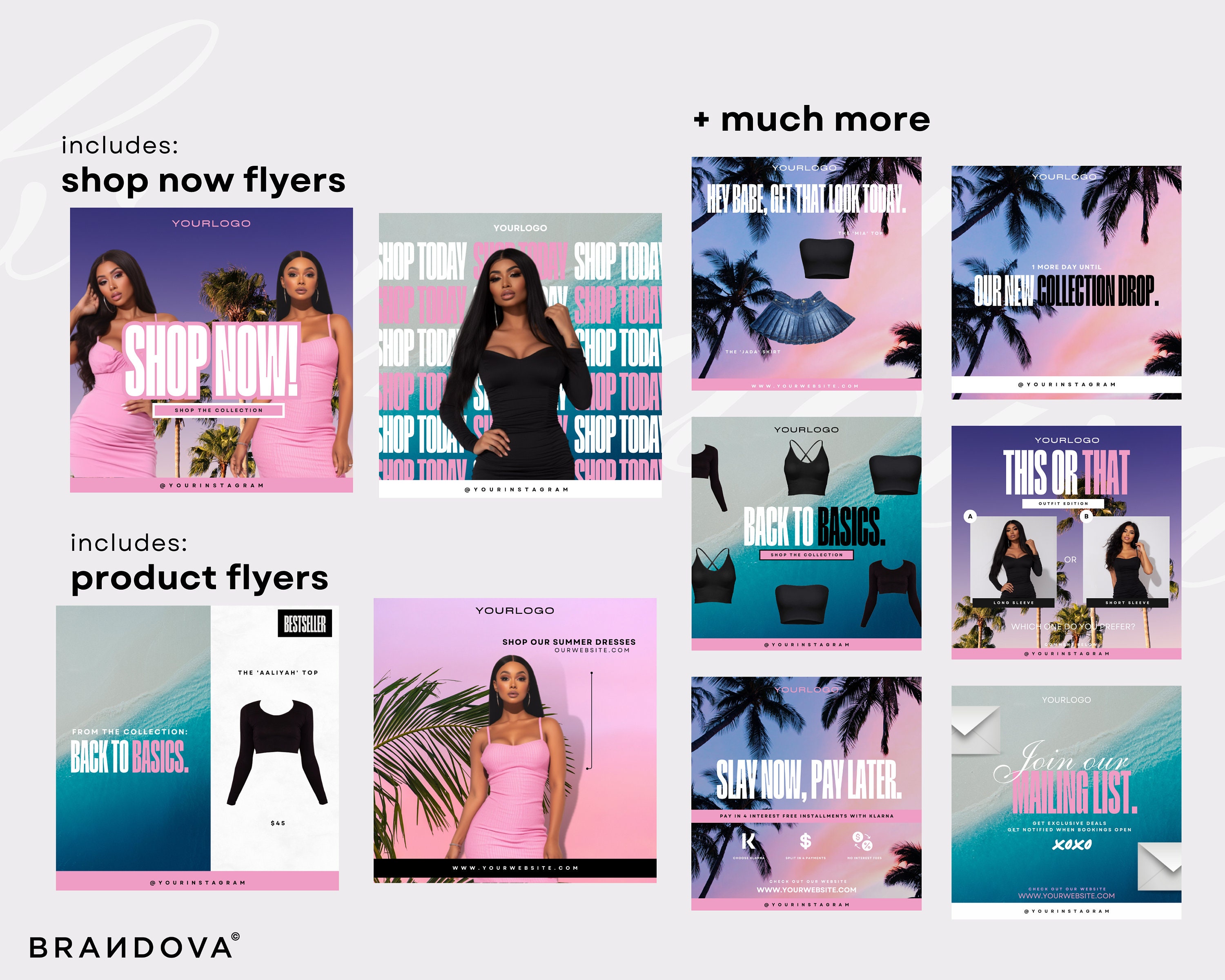 Boutique Branding Kit Instagram Post Templates Summer Etsy