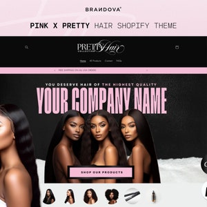 Hair Shopify Theme | Hair Stylist Shopify Theme | Hair Web Banners | Pink Luxury Shopify Theme | Canva Templates | Beauty Website Theme