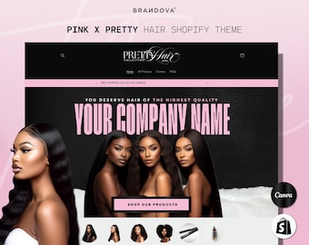 Hair Shopify Theme | Hair Stylist Shopify Theme | Hair Web Banners | Pink Luxury Shopify Theme | Canva Templates | Beauty Website Theme