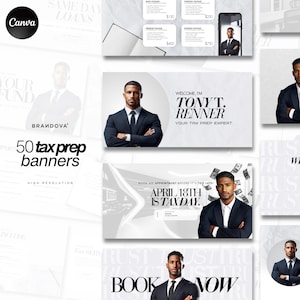 50 Tax Prep Templates Pack, Accountant Templates,  Corporate Business Website Banners, Credit Repair, Tax Consultation Web Banner
