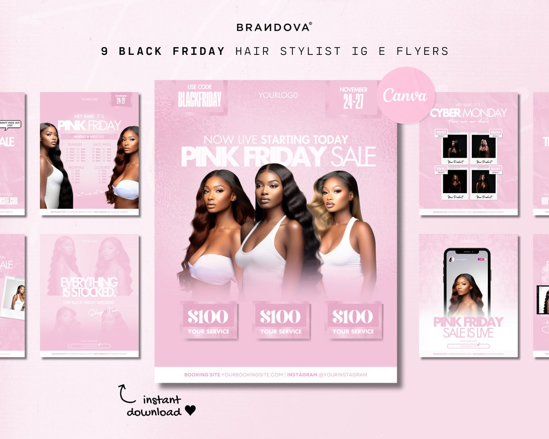 9 Hair Bookings Templates, Hairstylist Boutique Black Friday Sales