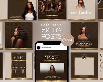 Hairstylist Branding Kit | Hair Templates | Install Instagram Posts | Lace Front Wig | IG Flyers