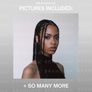 May include: A close-up portrait of a person with dark skin and black braided hair. The person is wearing a black mock neck shirt. The image has the text "BRANDOVA" and "PICTURES INCLUDED: + SO MANY MORE" on it.