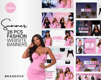 Summer Fashion Web Banners Pack Bundle | DIY Shopify Website | Canva Streetwear Boutique Banners | Clothes Clothing Fashion | Flyer