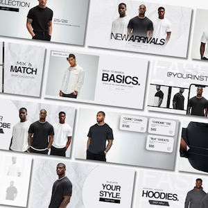 100 x Streetwear Website Vorlagen, Kleidung Website Banner Pack, Herrenbekleidung, Kleidung, T-Shirt Markendesign für Shopify, Wix, Squarespace