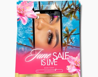 June Lash Booking Flyers, Booking Flyers Lash Tech, Summer IG Posts, Book Now, Summertime, Lashes Instagram, Hairstylist, Nail Tech